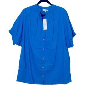 Never A Wallflower Bright Blue Elastic Sleeve Peasant Dress women’s size XS NWT